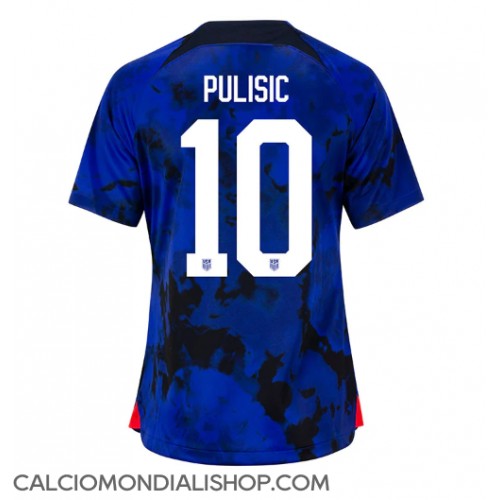 Maglie da calcio stati Uniti Christian Pulisic #10 Seconda Maglia Femminile Mondiali 2022 Manica Corta